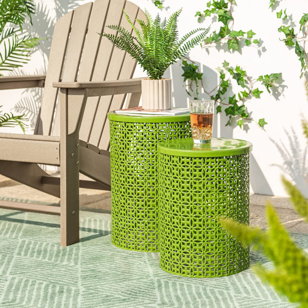 Outdoo Side Table Set Of 2, Metal Cicle Accent End Tables